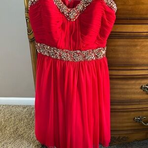 My Michelle Vibrant Red Dress with Sparkling Accents